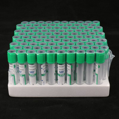 绿色管帽含肝素锂抗凝剂PET材质真空采血管_抽血管